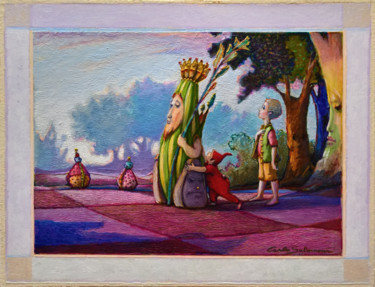 Painting titled "A CHESSBOARD IN THE…" by Carlo Salomoni, Original Artwork, Acrylic Mounted on Wood Panel