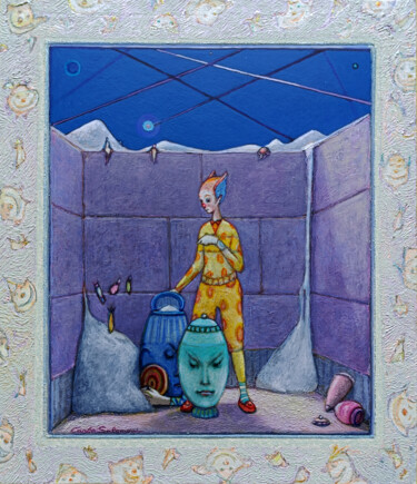 Peinture intitulée "I RETAINED THE PAIN…" par Carlo Salomoni, Œuvre d'art originale, Acrylique Monté sur Autre panneau rigide