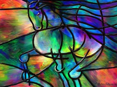 Pintura intitulada "CF2ANPD- cavalo a c…" por Carlos Felgueira, Obras de arte originais