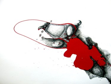 Pintura titulada "Red drawing" por Carlos Ganhão Calado, Obra de arte original, Tinta