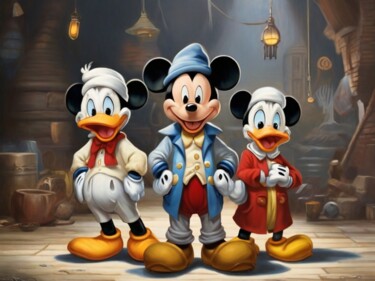Artes digitais intitulada "Mickey-Mouse-Donald" por Carlos Vieira, Obras de arte originais, Imagem gerada por IA