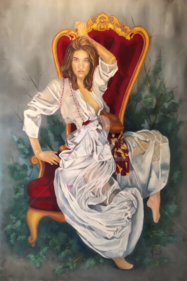 Painting titled "JEUNE FILLE DANS UN…" by Carmen Berluti, Original Artwork, Oil