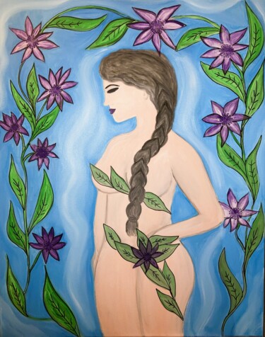 Картина под названием "Junglelady" - Carmen Coduri, Подлинное произведение искусства, Масло Установлен на Деревянная рама дл…