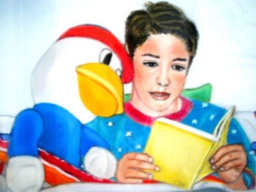 Σχέδιο με τίτλο "Mi hijo Mario y su…" από Carmen G. Junyent, Αυθεντικά έργα τέχνης, Παστέλ