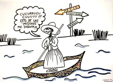 Dessin intitulée "Ana se va a tierras…" par Carmen G. Junyent, Œuvre d'art originale, Marqueur