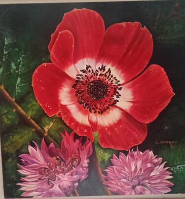 Pintura titulada "Rosa roja" por Carmen Gimeno Piquer, Obra de arte original, Oleo Montado en Bastidor de camilla de madera