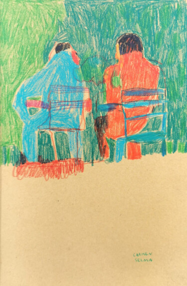 Dessin intitulée "Au jardin des Tuile…" par Carmen Selma, Œuvre d'art originale, Crayon