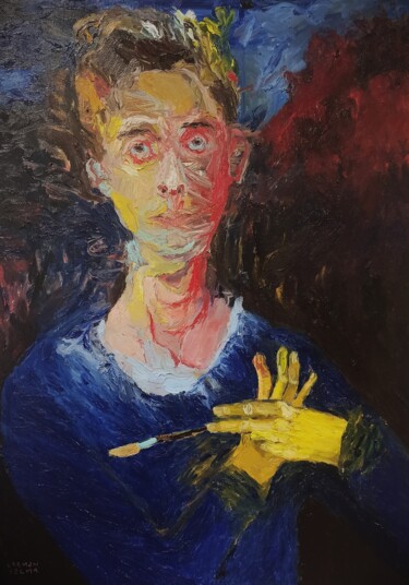 Pintura titulada "Autoportrait et le…" por Carmen Selma, Obra de arte original, Oleo Montado en Bastidor de camilla de madera