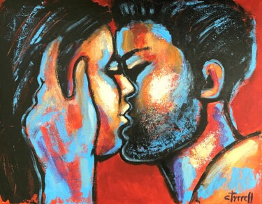 「Lovers - Valentines…」というタイトルの絵画 Carmen Tyrrellによって, オリジナルのアートワーク, アクリル ウッドストレッチャーフレームにマウント