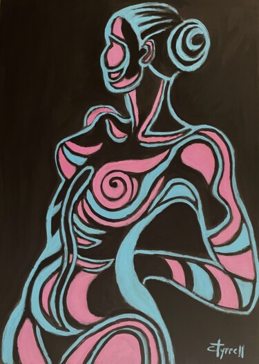 Painting titled "Painted Body Blue a…" by Carmen Tyrrell, Original Artwork, Acrylic