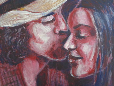 Painting titled "Lovers - Amore" by Carmen Tyrrell, Original Artwork, Acrylic Mounted on Wood Stretcher frame
