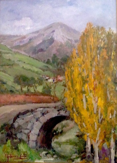 Painting titled "C45 Puente por Palo…" by Carmen Gutierrez Cueto, Original Artwork, Oil