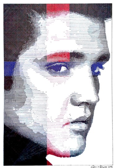 "Blue_eyes_(Elvis_Tr…" başlıklı Tablo Carmine Ciocca tarafından, Orijinal sanat, Mürekkep Ahşap panel üzerine monte edilmiş