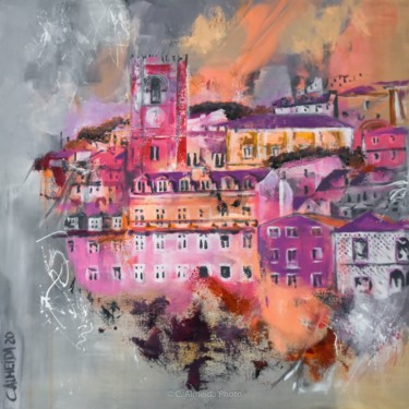 Malerei mit dem Titel "Pink Lisbon" von Carmo Almeida, Original-Kunstwerk, Acryl