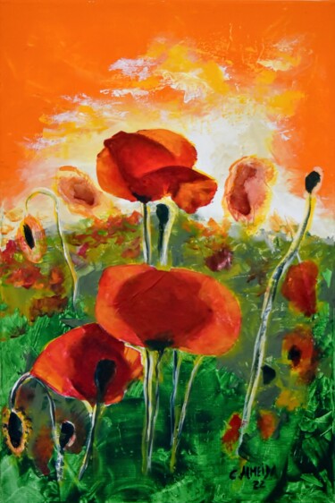 Malerei mit dem Titel "Poppies" von Carmo Almeida, Original-Kunstwerk, Acryl