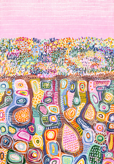 Картина под названием "Olivia's Garden" - Caro Bay, Подлинное произведение искусства, Акрил