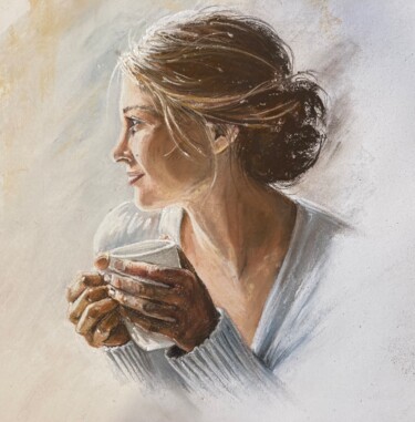 "jeune-femme-a-la-ta…" başlıklı Tablo Carol Hougue tarafından, Orijinal sanat, Pastel