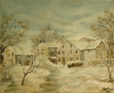 Pittura intitolato "neige à La Comté" da Carole Closkin, Opera d'arte originale, Olio