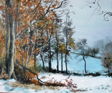 Peinture intitulée "impression d'hiver" par Carole Closkin, Œuvre d'art originale, Huile