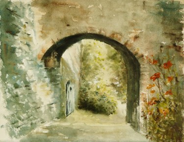 Peinture intitulée "Jardin des Coteaux" par Carole Closkin, Œuvre d'art originale, Aquarelle