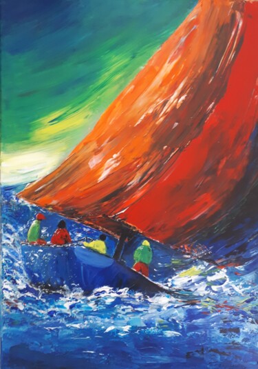 Peinture intitulée "Sailboat race" par Carole D'Eyssautier, Œuvre d'art originale, Acrylique