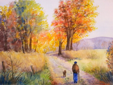 Peinture intitulée "Matin d'automne" par Carole D'Eyssautier, Œuvre d'art originale, Aquarelle