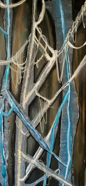 Peinture intitulée "Ambre bleuté" par Carole Legeron, Œuvre d'art originale, Collages