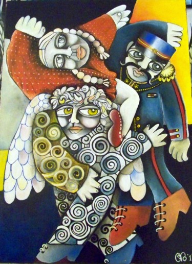 Pintura intitulada "un ange, un soldat,…" por Carolina Cabrera, Obras de arte originais, Acrílico