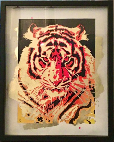 Malerei mit dem Titel "Tigre" von Caroline Beaulieu, Original-Kunstwerk, Schablone