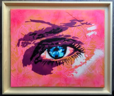 Painting titled "Eyes wide shut" by Caroline Beaulieu, Original Artwork, Spray paint