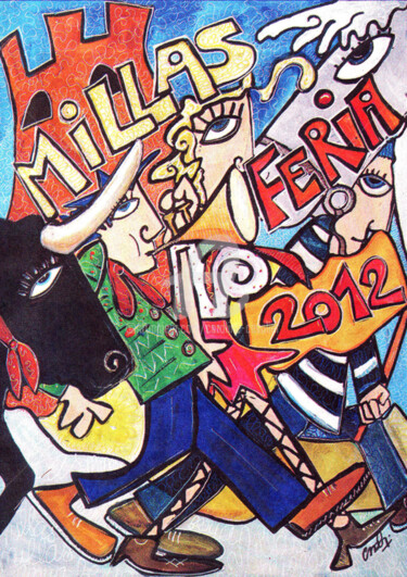 Arts numériques intitulée "Feria de Millas" par Caroline Cavalier, Œuvre d'art originale, Acrylique
