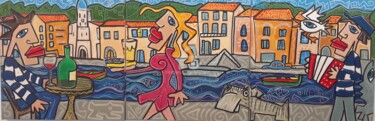 Schilderij getiteld "Port Vendres" door Caroline Cavalier, Origineel Kunstwerk, Acryl