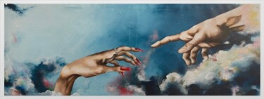 Pittura intitolato "New renaissance" da Caroline Jayon, Opera d'arte originale, Acrilico Montato su Telaio per barella in le…
