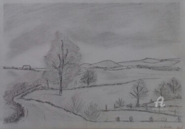 Drawing titled "Paysage Saint Germa…" by Caroline Lefebvre, Original Artwork, Pencil