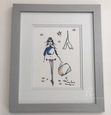 Zeichnungen mit dem Titel "Mon pull marine" von Caroline Montigneaux, Original-Kunstwerk, Marker