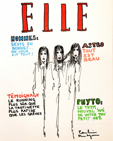 Zeichnungen mit dem Titel "Elle #4" von Caroline Montigneaux, Original-Kunstwerk, Marker