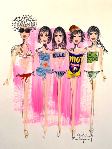 Malerei mit dem Titel "Bikini story #1" von Caroline Montigneaux, Original-Kunstwerk, Acryl