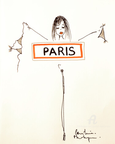 Rysunek zatytułowany „Paris sera toujours…” autorstwa Caroline Montigneaux, Oryginalna praca, Marker
