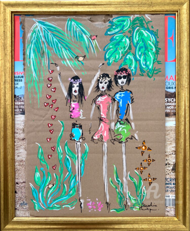 Tekening getiteld "Back from holidays" door Caroline Montigneaux, Origineel Kunstwerk, Marker