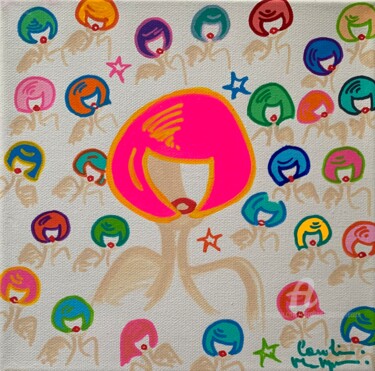 Картина под названием "Pure Pink" - Caroline Montigneaux, Подлинное произведение искусства, Акрил Установлен на Деревянная р…