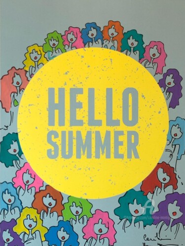 Tekening getiteld "Hello Summer" door Caroline Montigneaux, Origineel Kunstwerk, Acryl