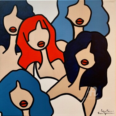 Painting titled "Jolie rebelle" by Caroline Montigneaux, Original Artwork, Acrylic Mounted on Wood Stretcher frame