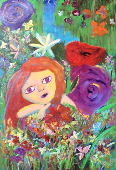 Peinture intitulée "Rosélia" par Caropeu, Œuvre d'art originale, Acrylique Monté sur Châssis en bois