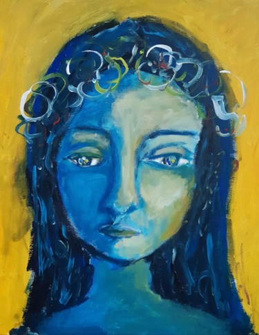 Peinture intitulée "Bleue Mosa" par Caropeu, Œuvre d'art originale, Acrylique