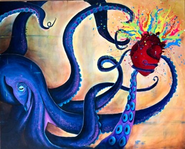 제목이 "Octopus"인 미술작품 Laëtitia Noël로, 원작, 아크릴 나무 들것 프레임에 장착됨