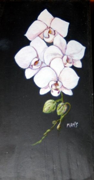 Painting titled "Orchidées" by Mams, Original Artwork, Oil