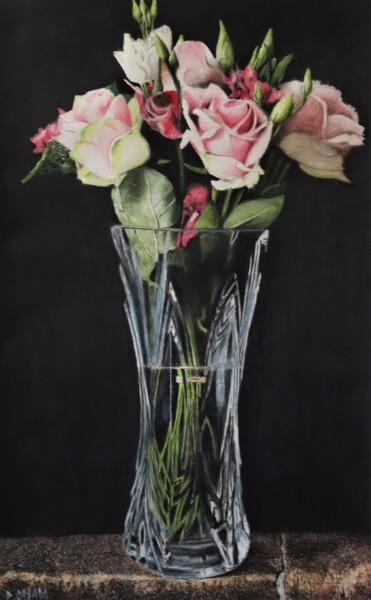 图画 标题为“Vase aux roses” 由Patrick Casado, 原创艺术品, 铅笔