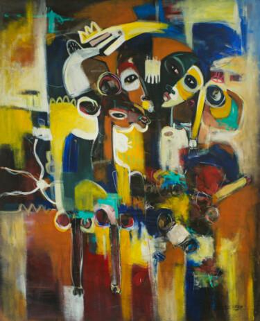 Картина под названием "Pendu" - Casimir Bationo, Подлинное произведение искусства, Акрил Установлен на Деревянная рама для н…
