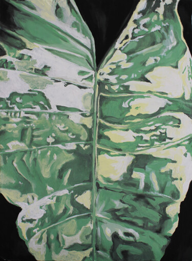 Painting titled "Alocasia Variegata" by Cassia Naomi, Original Artwork, Acrylic