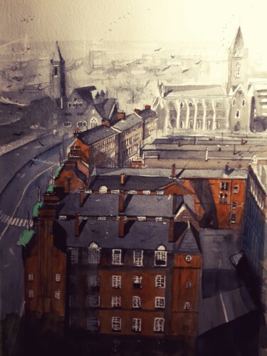 Schilderij getiteld "View from St. Patri…" door Cathal O'Briain, Origineel Kunstwerk, Aquarel